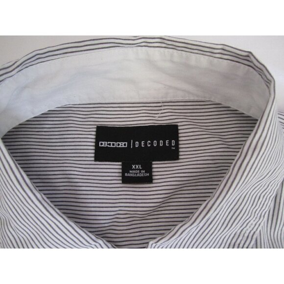 Men's Decoded Stripe Button Up Long Short Sleeve Shirt Sz XXL (MT247) - Picture 2 of 12